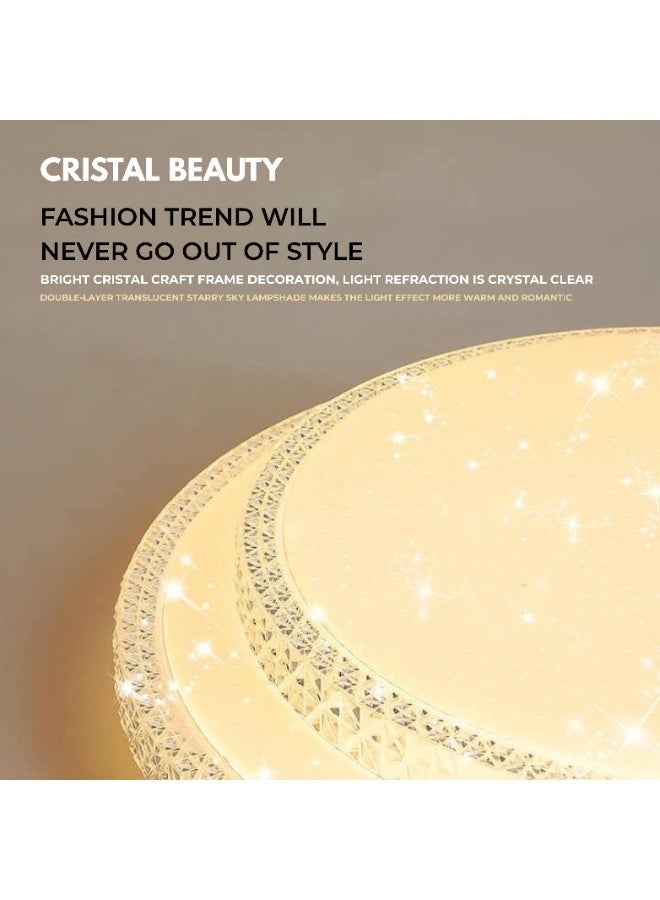 MODI 72W Modern Crystal Starry Sky LED Ceiling Light – 50CM Three-Tone Color Changing Fixture, 5000LM High Brightness - Image 4